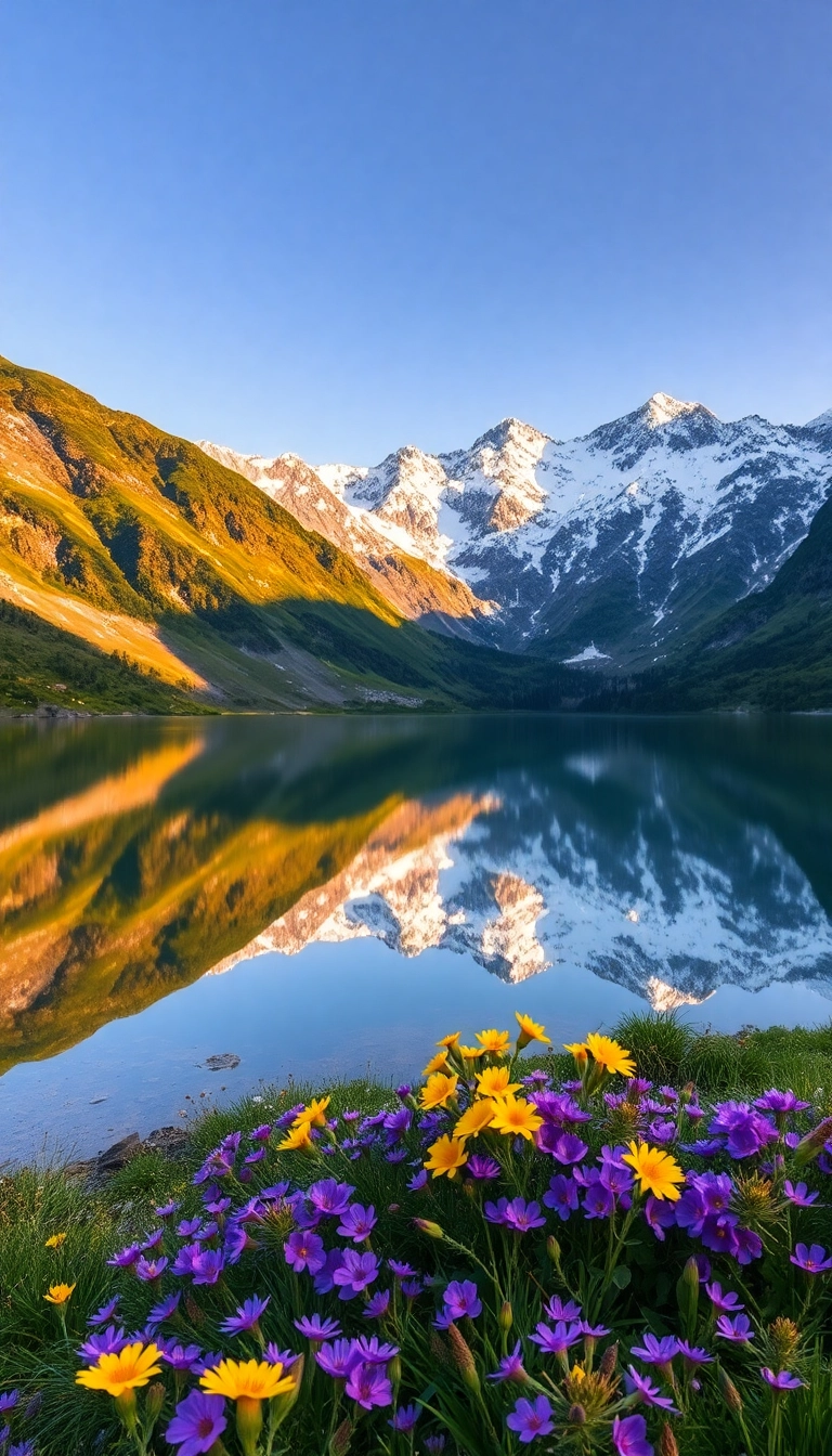 iPhone Spring Mountain Reflection Dynamic Wallpaper